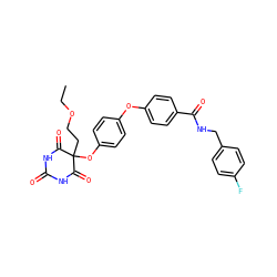 CCOCCC1(Oc2ccc(Oc3ccc(C(=O)NCc4ccc(F)cc4)cc3)cc2)C(=O)NC(=O)NC1=O ZINC000034802373