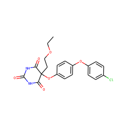 CCOCCC1(Oc2ccc(Oc3ccc(Cl)cc3)cc2)C(=O)NC(=O)NC1=O ZINC000028975555