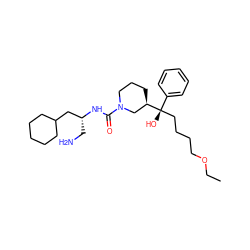 CCOCCCC[C@@](O)(c1ccccc1)[C@@H]1CCCN(C(=O)N[C@H](CN)CC2CCCCC2)C1 ZINC000038255883
