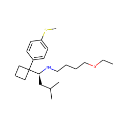 CCOCCCCN[C@@H](CC(C)C)C1(c2ccc(SC)cc2)CCC1 ZINC000207603103