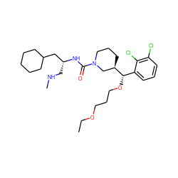 CCOCCCO[C@@H](c1cccc(Cl)c1Cl)[C@@H]1CCCN(C(=O)N[C@H](CNC)CC2CCCCC2)C1 ZINC000049881789