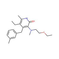 CCOCCN(C)c1c(Cc2cccc(C)c2)c(CC)c(C)[nH]c1=O ZINC000005886436