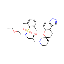CCOCCN(C[C@@H](O)CN1CCC[C@@]2(CCc3c(ccc4[nH]ncc34)O2)C1)S(=O)(=O)c1c(C)cccc1C ZINC000064744145