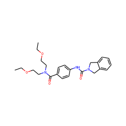 CCOCCN(CCOCC)C(=O)c1ccc(NC(=O)N2Cc3ccccc3C2)cc1 ZINC000167361976