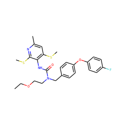 CCOCCN(Cc1ccc(Oc2ccc(F)cc2)cc1)C(=O)Nc1c(SC)cc(C)nc1SC ZINC000013781741
