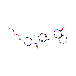 CCOCCN1CCN(C(=O)c2cc(Cc3n[nH]c(=O)c4c3NCCC4)ccc2F)CC1 ZINC000139299691