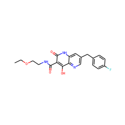 CCOCCNC(=O)c1c(O)c2ncc(Cc3ccc(F)cc3)cc2[nH]c1=O ZINC000095596856