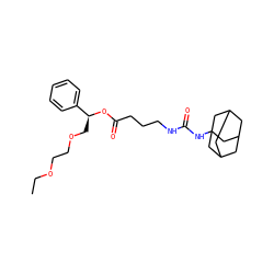CCOCCOC[C@H](OC(=O)CCCNC(=O)NC12CC3CC(CC(C3)C1)C2)c1ccccc1 ZINC000084651855