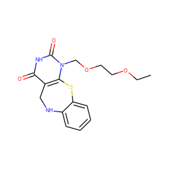 CCOCCOCn1c2c(c(=O)[nH]c1=O)CNc1ccccc1S2 ZINC000013741664
