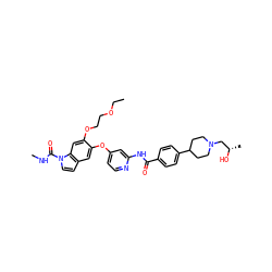 CCOCCOc1cc2c(ccn2C(=O)NC)cc1Oc1ccnc(NC(=O)c2ccc(C3CCN(C[C@H](C)O)CC3)cc2)c1 ZINC000169711595