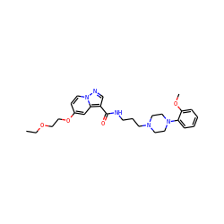 CCOCCOc1ccn2ncc(C(=O)NCCCN3CCN(c4ccccc4OC)CC3)c2c1 ZINC000073199879