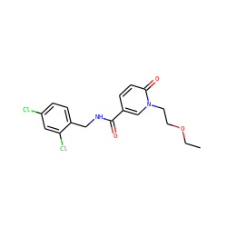 CCOCCn1cc(C(=O)NCc2ccc(Cl)cc2Cl)ccc1=O ZINC000045252961