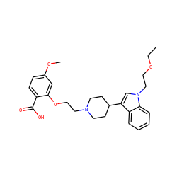 CCOCCn1cc(C2CCN(CCOc3cc(OC)ccc3C(=O)O)CC2)c2ccccc21 ZINC000013586257