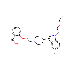 CCOCCn1cc(C2CCN(CCOc3ccccc3C(=O)O)CC2)c2cc(Br)ccc21 ZINC000013586250