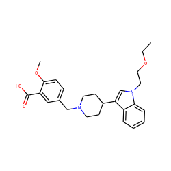 CCOCCn1cc(C2CCN(Cc3ccc(OC)c(C(=O)O)c3)CC2)c2ccccc21 ZINC000003819753