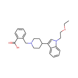 CCOCCn1cc(C2CCN(Cc3ccccc3C(=O)O)CC2)c2ccccc21 ZINC000013586273