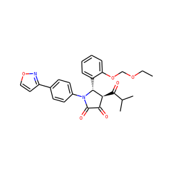 CCOCOc1ccccc1[C@@H]1[C@@H](C(=O)C(C)C)C(=O)C(=O)N1c1ccc(-c2ccon2)cc1 ZINC000169696571