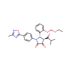 CCOCOc1ccccc1[C@@H]1[C@@H](C(=O)C(C)C)C(=O)C(=O)N1c1ccc(-c2nc(C)no2)cc1 ZINC000169696579