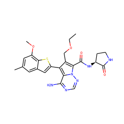 CCOCc1c(-c2cc3cc(C)cc(OC)c3s2)c2c(N)ncnn2c1C(=O)N[C@H]1CCNC1=O ZINC000220393653