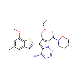 CCOCc1c(-c2cc3cc(C)cc(OC)c3s2)c2c(N)ncnn2c1C(=O)N1CCCCO1 ZINC000220097590