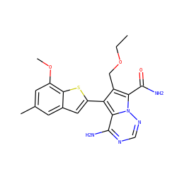 CCOCc1c(-c2cc3cc(C)cc(OC)c3s2)c2c(N)ncnn2c1C(N)=O ZINC000220097208
