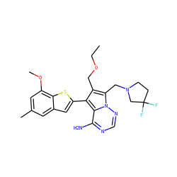 CCOCc1c(-c2cc3cc(C)cc(OC)c3s2)c2c(N)ncnn2c1CN1CCC(F)(F)C1 ZINC000220096718