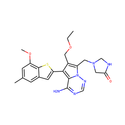 CCOCc1c(-c2cc3cc(C)cc(OC)c3s2)c2c(N)ncnn2c1CN1CNC(=O)C1 ZINC000220096819