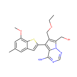 CCOCc1c(-c2cc3cc(C)cc(OC)c3s2)c2c(N)ncnn2c1CO ZINC000218106509