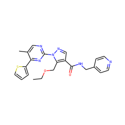 CCOCc1c(C(=O)NCc2ccncc2)cnn1-c1ncc(C)c(-c2cccs2)n1 ZINC000096273270