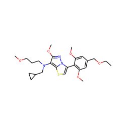 CCOCc1cc(OC)c(-c2csc3c(N(CCCOC)CC4CC4)c(OC)nn23)c(OC)c1 ZINC000096172570