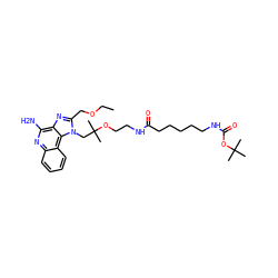 CCOCc1nc2c(N)nc3ccccc3c2n1CC(C)(C)OCCNC(=O)CCCCCNC(=O)OC(C)(C)C ZINC001772593109