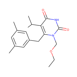 CCOCn1c(Cc2cc(C)cc(C)c2)c(C(C)C)c(=O)[nH]c1=O ZINC000002008220