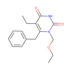 CCOCn1c(Cc2ccccc2)c(CC)c(=O)[nH]c1=O ZINC000001915843