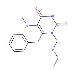 CCOCn1c(Cc2ccccc2)c(N(C)C)c(=O)[nH]c1=O ZINC000084671446