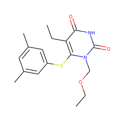CCOCn1c(Sc2cc(C)cc(C)c2)c(CC)c(=O)[nH]c1=O ZINC000001915837