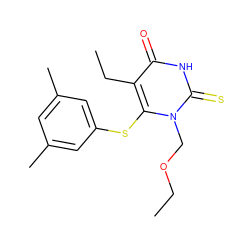 CCOCn1c(Sc2cc(C)cc(C)c2)c(CC)c(=O)[nH]c1=S ZINC000001915838