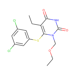 CCOCn1c(Sc2cc(Cl)cc(Cl)c2)c(CC)c(=O)[nH]c1=O ZINC000006424955