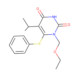 CCOCn1c(Sc2ccccc2)c(C(C)C)c(=O)[nH]c1=O ZINC000001915846