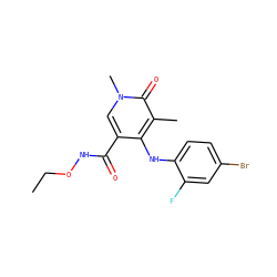 CCONC(=O)c1cn(C)c(=O)c(C)c1Nc1ccc(Br)cc1F ZINC000013679363