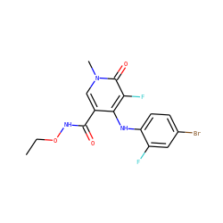 CCONC(=O)c1cn(C)c(=O)c(F)c1Nc1ccc(Br)cc1F ZINC000013679360