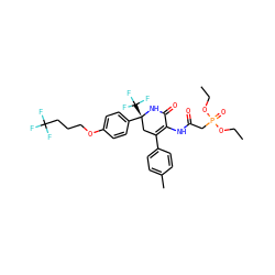CCOP(=O)(CC(=O)NC1=C(c2ccc(C)cc2)C[C@@](c2ccc(OCCCC(F)(F)F)cc2)(C(F)(F)F)NC1=O)OCC ZINC001772607398
