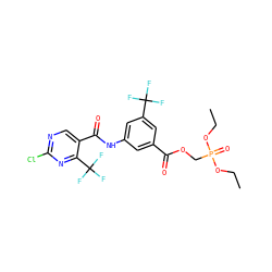 CCOP(=O)(COC(=O)c1cc(NC(=O)c2cnc(Cl)nc2C(F)(F)F)cc(C(F)(F)F)c1)OCC ZINC000027410791