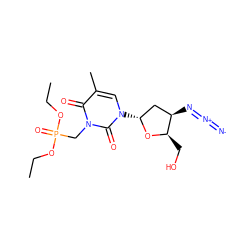 CCOP(=O)(Cn1c(=O)c(C)cn([C@@H]2C[C@@H](N=[N+]=[N-])[C@@H](CO)O2)c1=O)OCC ZINC000029326951