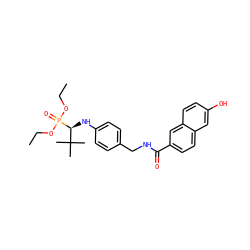 CCOP(=O)(OCC)[C@@H](Nc1ccc(CNC(=O)c2ccc3cc(O)ccc3c2)cc1)C(C)(C)C ZINC000473153949