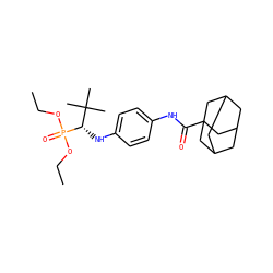 CCOP(=O)(OCC)[C@@H](Nc1ccc(NC(=O)C23CC4CC(CC(C4)C2)C3)cc1)C(C)(C)C ZINC000473156020
