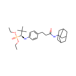 CCOP(=O)(OCC)[C@H](Nc1ccc(CCC(=O)NC23CC4CC(CC(C4)C2)C3)cc1)C(C)(C)C ZINC000473158148