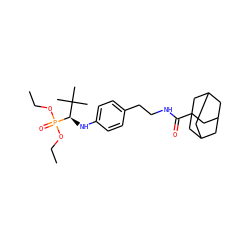 CCOP(=O)(OCC)[C@H](Nc1ccc(CCNC(=O)C23CC4CC(CC(C4)C2)C3)cc1)C(C)(C)C ZINC000473155198