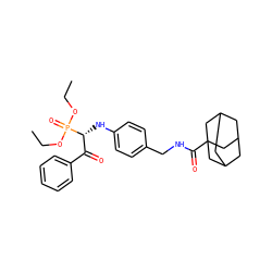 CCOP(=O)(OCC)[C@H](Nc1ccc(CNC(=O)C23CC4CC(CC(C4)C2)C3)cc1)C(=O)c1ccccc1 ZINC000473144214
