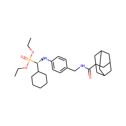 CCOP(=O)(OCC)[C@H](Nc1ccc(CNC(=O)C23CC4CC(CC(C4)C2)C3)cc1)C1CCCCC1 ZINC000198536398