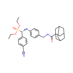 CCOP(=O)(OCC)[C@H](Nc1ccc(CNC(=O)C23CC4CC(CC(C4)C2)C3)cc1)c1ccc(C#N)cc1 ZINC000198520125